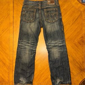 BIG STAR Pioneer Boot Cut Jeans Mens Size 34S Blue Denim Distressed Western